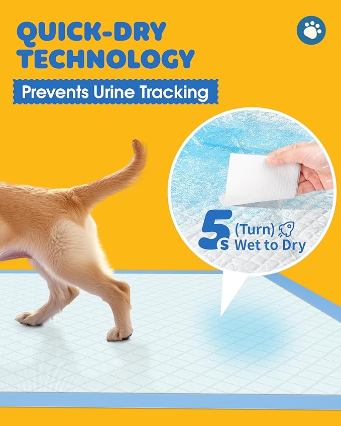 Powools Puppy Pads - 100 Packs, 34"×28" Ultra-Large Puppy Pads, Tear-ResistantPee Pads for Dogs, 6-Layer Ultra-Absorbent & Quick-Dry Black Training Pads