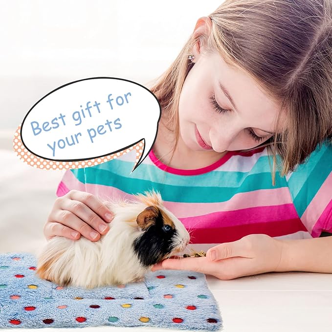 Jetec 3 Pcs Bunny Guinea Pig Beds Soft Bunny Mats Warm Guinea Pig Mat Small Animal Bed Pads Fleece Sleeping Pads for Indoor Rabbit Hamster Squirrel Hedgehog Chinchilla(Fleece,Dots,Red)