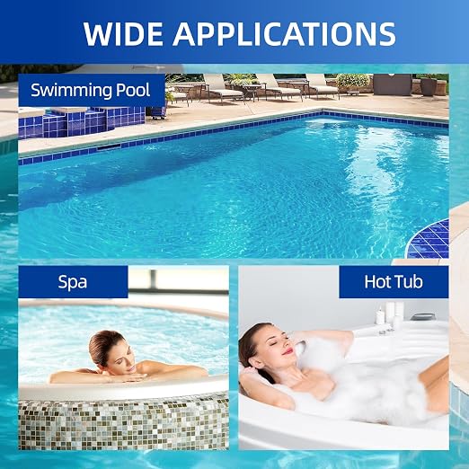 7 in 1 Accurate Pool Test Strips, 150-Count Hot Tub & Spa Test Strip | Water Chemical Testing Kit for Bromine, Chlorine, pH, Hardness, More, Fast & Easy Test Way, Pool Water Testing Kit