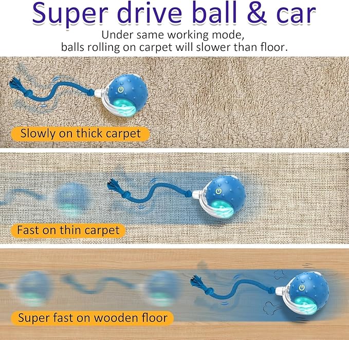 Interactive Cat Toys Ball for Indoor Cats Fast Rolling on Carpet, Chirping & Motion Activate Cat Toys (Blue)