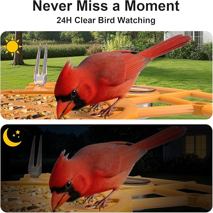 Smart Bird Feeder with Camera Outdoor Birdhouse, 4MP Ultra HD & AI Identify 11000+ Species, 2L Large Capacity, Solar Powered with App Arrived Alerts, Ideal Bird House Gifts for Mom Dad
