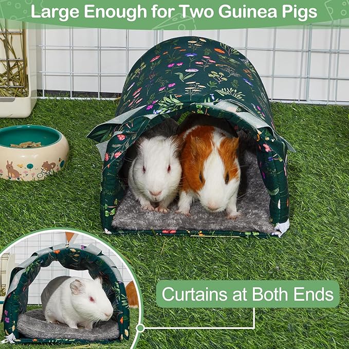 Guinea Pig Hideout Washable Guinea Pigs Tunnel with Curtains Hamster Hideout Cozy Guinea Piggy House Fit for Guinea Pig Cages Soft Guinea Pigs Accessories for Small Animals Hamster/Chinchilla/Bunny