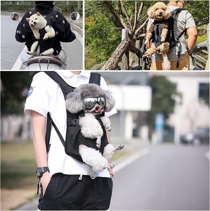 Wakytu Dog Front Carrier Backpacks for Small Dogs, Legs Out Pet Carrier Sling Backpack with Adjustable Padded Ventilated Shoulder Straps, Easy-Fit for Traveling Hiking Camping,Large