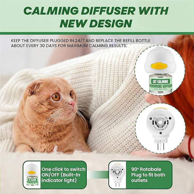 Cat Calming Diffuser Kit with (3 Pack) 48ml Refills Pheromone Diffuser for Cats Anxiety & Stress Relief, Calming Diffuser for Cats to Reduce Fighting & Scratching Cat Pheromone Diffuser