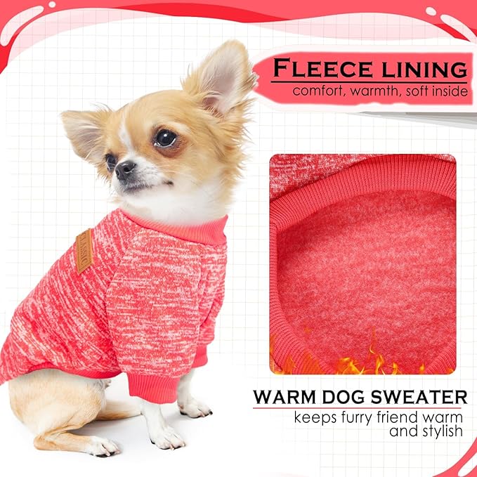 2 Pieces Dog Sweaters for Small Dogs Fall Dog Clothes Female Winter Fleece Puppy Sweaters Warm Outfit Pet Small Sweater for Boy Girl Dogs Yorkie, Chihuahua, Bulldog, Dachshund, Pug, X-Large