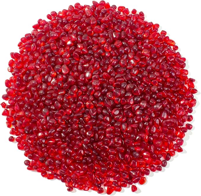 Keedolla 0.93LB Clear Glass Pebbles Marble Aquarium Fish Tank Rocks Gravel for Turtle Tank, Vase Fillers, Christmas Decoration - Red