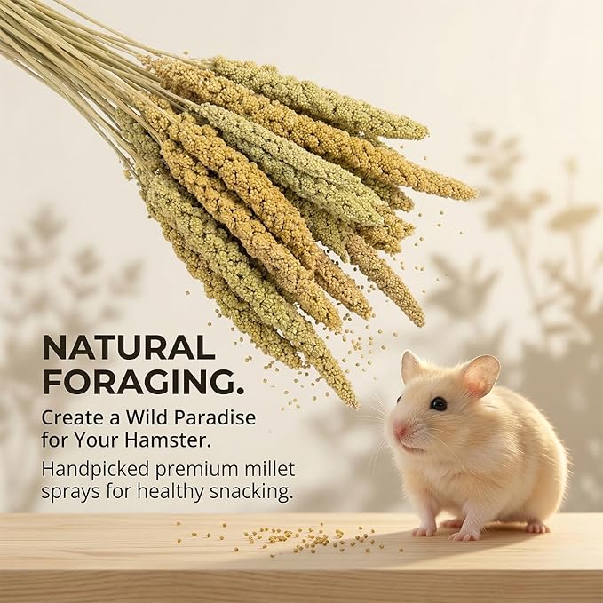 Sukh Hamster Millet Sprays - 30Pcs Natural Millets 12.6In Hamster Bedding Decor Cages and Habitats Accessories Spray for Dwarf Syrian Hamsters Chinchilla Squirrel and Birds
