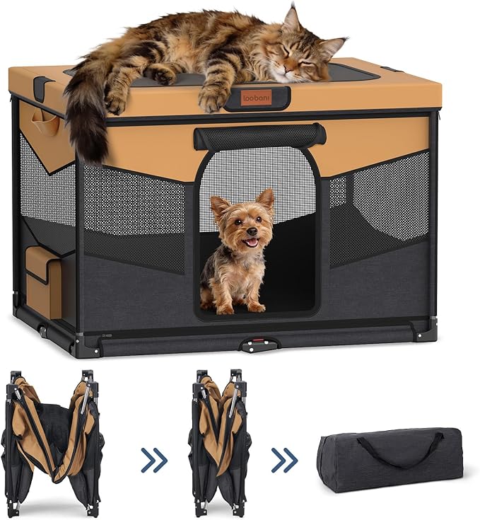 LOOBANI Foldable Dog Playpen for Small Dogs- Indoor/Outdoor Puppy Playpen with Removable Washable Fabric Enclosure, Sturdy Steel Frame & 690D Oxford Cloth,Portable Crate for Puppies & Cats,32"x24"x22"