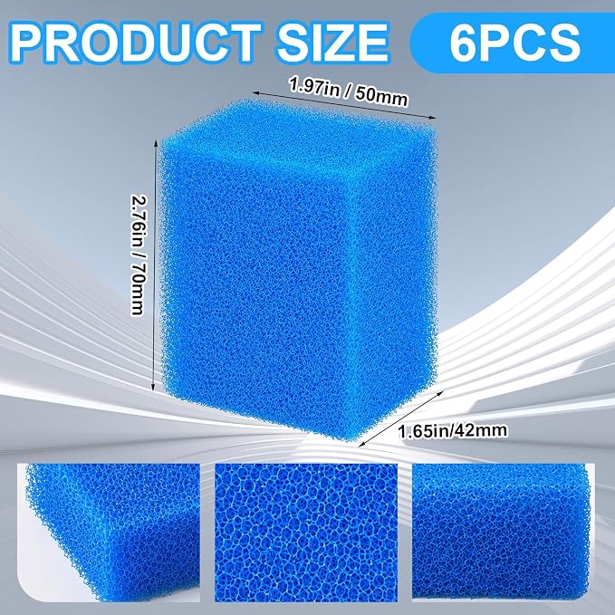 Threlaco 6 Pack Foam Filters Compatible with AquaClear 20 Power Filter, Aquarium Foam Insert, Replacement Sponge Pads for Use in Freshwater & Saltwater Aquarium