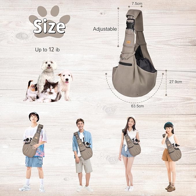 CUBY Dog and Cat Sling Carrier - Hands Free Adjustable Small Pet Sling - Soft Pouch and Tote Design - Suitable for Puppy, Small Dogs Cats Outdoor