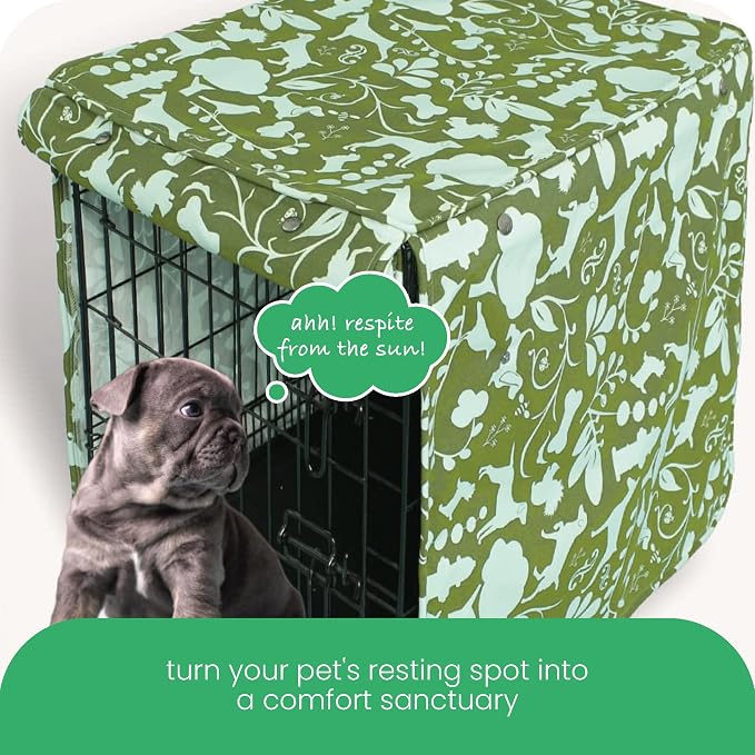 Molly Mutt Amarillo by Morning Dog Crate Cover, 100% Cotton Canvas Cover with 2 Roll-Up Panels, Ideal for Dog or Cat Crate, Durable, Washable, and Free of Harmful Chemicals, 36" x 24" x 27"