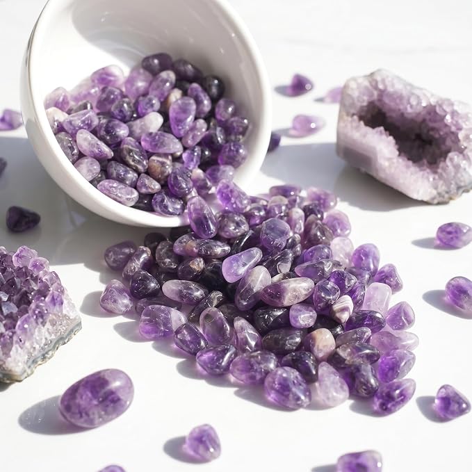 Chevron Amethyst Chips Bulk 2lbs, 1200+ Pieces, 8-12mm Natural Gemstones