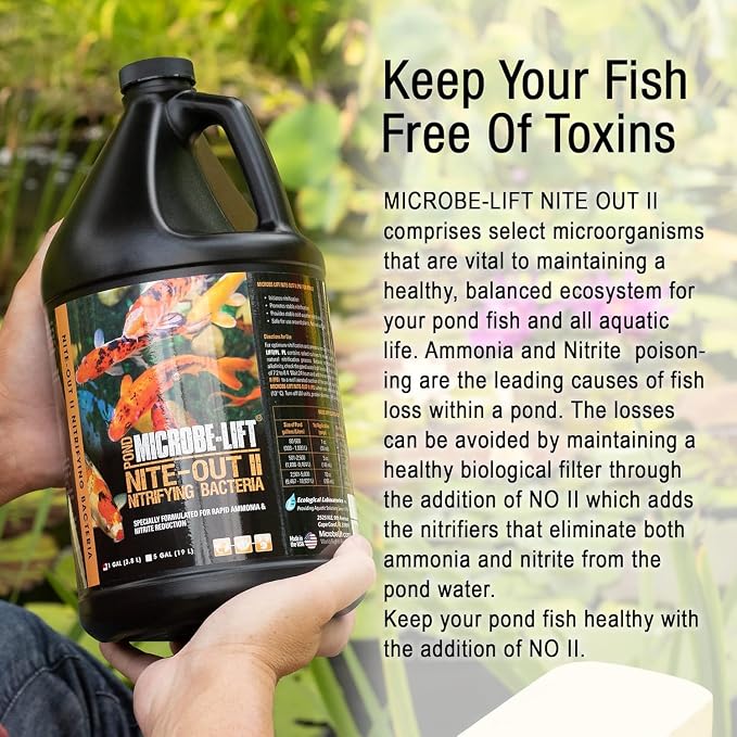 MICROBE-LIFT Nite-Out II Water Cleaner for Outdoor Ponds and Water Gardens, Rapid Ammonia and Nitrite Reduction (32 Ounces)