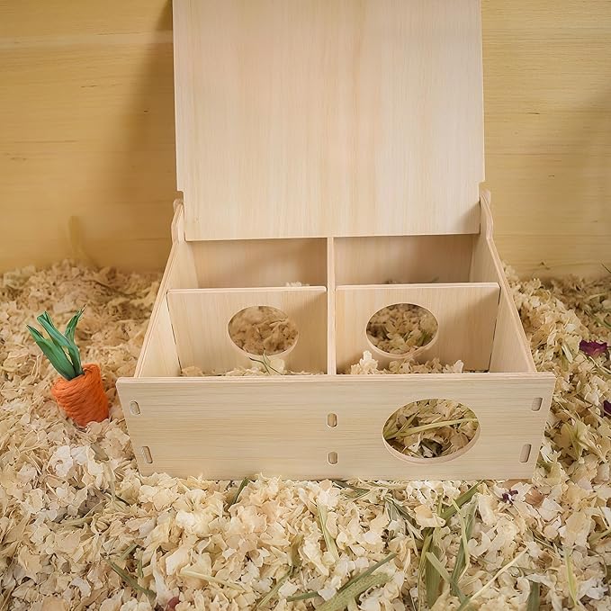 Multi-Chamber Wooden Hamster Hideout & Tunnel - Durable, Ventilated Natural Wood Cage Accessories for Dwarf, Syrian Hamsters and Small Pets