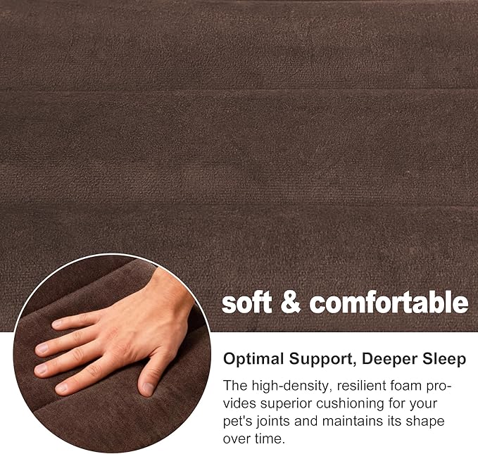 pobopobo Dog Crate Pad, Ultra Soft & Anti-Slip Kennel Mat, Secure Fit for Metal Crates & Dog Cages, Washable Cozy Bed for Small Medium Large Dogs (Dark Brown, L(34"*20"*1.5"))