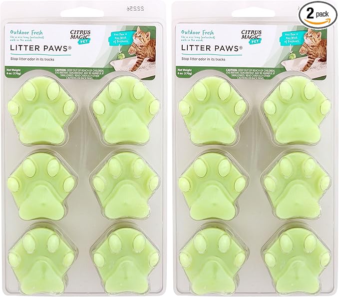 Citrus Magic Pet Odor Control Paws for Litter, Outdoor Fresh, 6-Count, Pack of 2