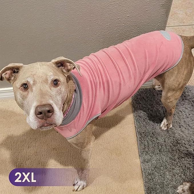 cyeollo 2 Pack Dog Sweater Fleece Vest Pullover Dog Sweatshirt Reflective Lightweight Pet Clothes for Large Dogs Girl Pet Apparel, Pink & Grey XXXL