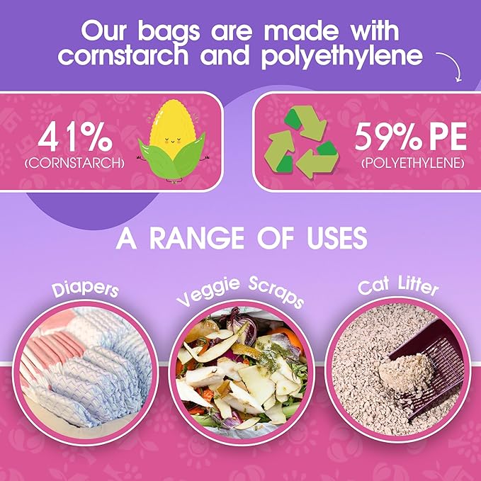 Pet N Pet 270 Counts Lavender Scented, Colorful Poop Bags for Dogs, 41% Plant Based & 59% PE Dog Poop Bags Rolls, Extra Thick Dog Waste Bag, Doggy Bag