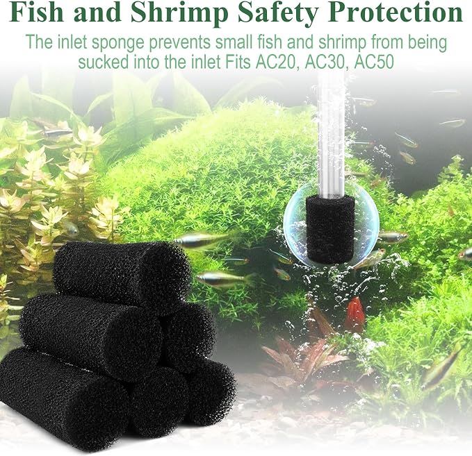 6 Pack Aquarium Pre Filter Intake Sponge Replacement for Fluval AC20/AC30/ AC50 Power Filter, for Use in Freshwater & Saltwater Aquariums