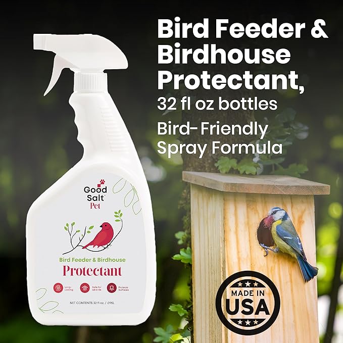 Clean Republic Good Salt Pet Bird Feeder & Bird House Protectant, Natural Bird-Friendly Spray Formula, Made in the USA, 32 Ounce Bottle, 2-Pack