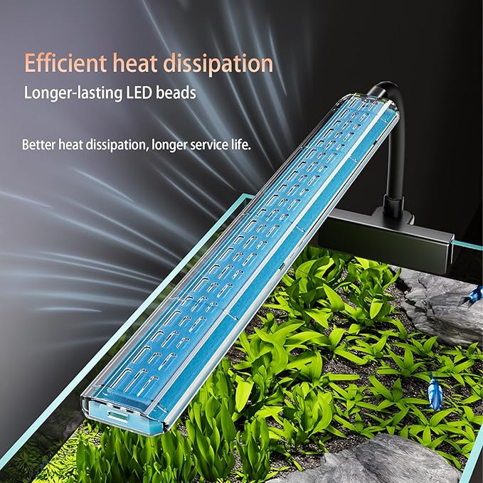 Clip On Aquarium Light for 1-5 Gallon Small Fish Tank – 3 Colors & 10 Dimmable Brightness Levels, Flicker-Free Full Spectrum LED Fish Tank Light with USB for Betta, Desktop, Nano Tank