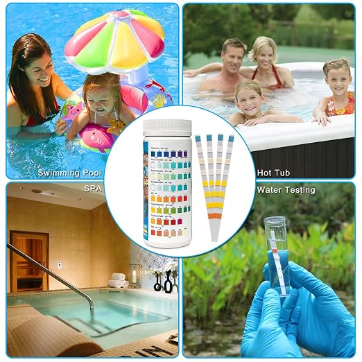 Newpol 8-in-1 Pool Test Strips, 100 Strips Water Testing for Swimming Pool, Hot Tub and SPA
