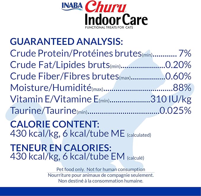 INABA Churu Indoor Care for Hairball Control, Functional Lickable Cat Treat with Taurine & Green Tea Extract, 0.5oz Each, 20 Tubes Total, Tuna & Chicken Variety