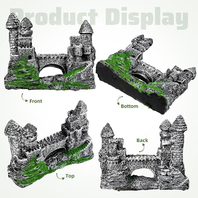 Milisten Aquarium Castle Decoration, Fish Tank Castle Ornaments for Small Fish Shrimp Hide Caves House Betta Hideout for Shrimp Turtle Guppy Crabs, Medium
