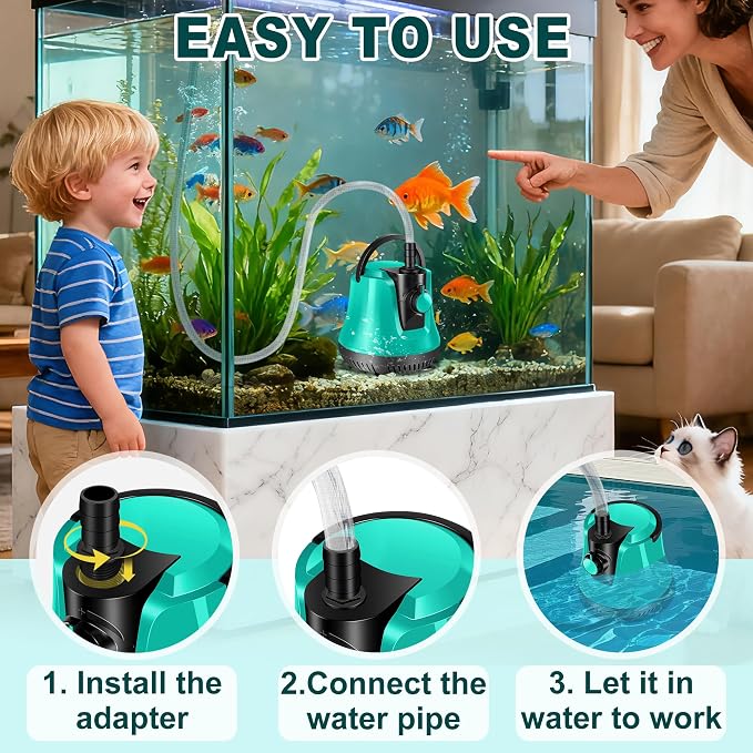 RovPool Sump Pump Submersible, Adjustable Pool Cover Pump Above Ground | Portable Electric Water Removal Pump with 10ft Hose, 4 Adapters Water Pump for Pool Draining,Fish Tank,Pond, 950GPH
