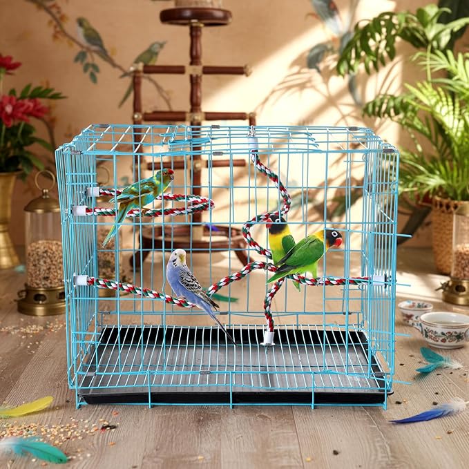 Novabright 6Pcs 24.5 Inch Bird Rope Perch Stand Bendable Large Bird Swing Perch Parrot Climbing Standing Toys Cage Accessories for Parakeet, Cockatiel, Budgie, Lovebirds