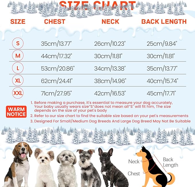 BRKURLEG Small Dog Winter Coat with Harness Built in, Orange Winter Dogs Jackets, Fullbody Dog Coat, Dogs Snowsuits Reflective Windproof Cold Weather Coats, Pet Warm Fleece Coats, L