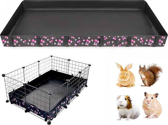 DZWLKJ Guinea Pig Cage Liner,Washable Tarp Bottom Base,Cherry Graphic,24"x36", Reusable for Rabbit, Chinchilla, Hedgehog, Ferret & Other Small Animals.