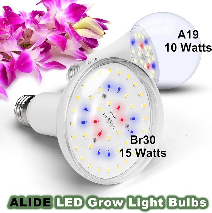 Full Spectrum Led Indoor Plant Grow Light Bulbs 15W 2000lm E26 BR30 | Floodlight Sun Plant Growing Lamp,200 Watt Equival,Balanced 5000K Red Blue for Seeds Greens,Indore Garden, Hydroponic,2pcs