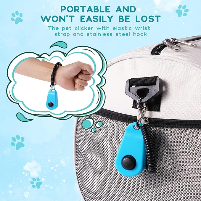 Pet Clicker for Dogs/Cats/Horses/Birds or Other Animals - Finger Clickers for Training (Black+Blue)