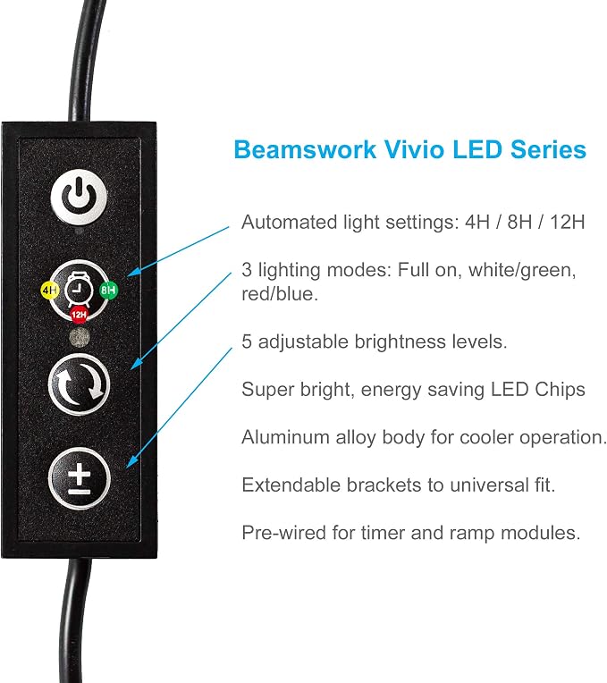 Vivio Full Spectrum LED Timer Adjustable Dimmer Aquarium Fish Tank Light Freshwater 12 20 24 30 36 48 (36" - 40")