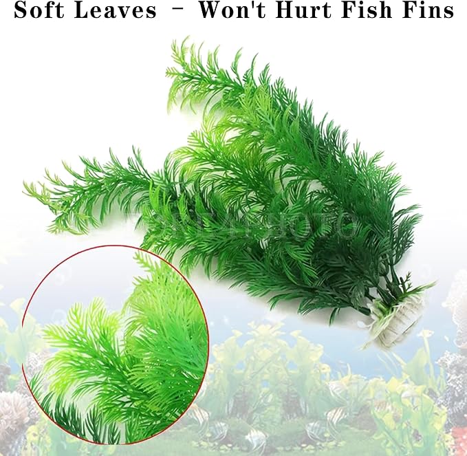 LIYAOLI Aquarium Artificial Plants 12 Inch 3Pack - Tall Realistic Fish Tank Plants Decor with Stable Base, Soft Leaves for Betta, Guppy, Shrimp & Tropical Fish, Aquascape Decoration for Silk Aquarium