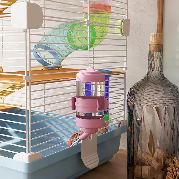 PawHut 18" 5 Tier Hamster Cage with Tubes and Tunnels, Small Animal Cage with Portable Carry Handle, Gerbil Cage with Water Bottle, Food Dish, Exercise Wheel, Light Blue