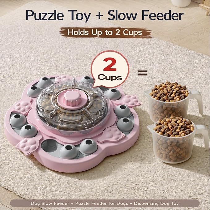 KADTC Dog Puzzle Toy, 3 Levels of Step-by-Step Challenge, Spin-to-Release Treat Dispenser, Slow Feeder & Mental Stimulation Enrichment Toy for Small Medium Large Dogs