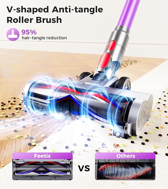 Cordless Vacuum Cleaner, Upgraded 550W 45KPA 60Mins Vacuum Cleaners for Home,Stick Vacuum Cordless with LED Display, Self-Standing & Anti-Tangle, 8-in-1 Wireless Vacuum for Carpet Pet Hair Hardfloor
