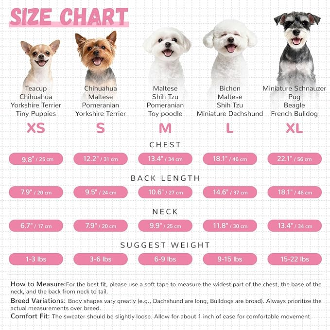 ABRRLO Small Dog Sweaters Cute Bear Dog Cardigans Clothes for Small Medium Dogs Boy Girl Puppy Cat Knitting Cardigan Outfits Dogs Winter Coats Warm Pet Doggy Clothes Soft Knitwear (Pink, X-Small)