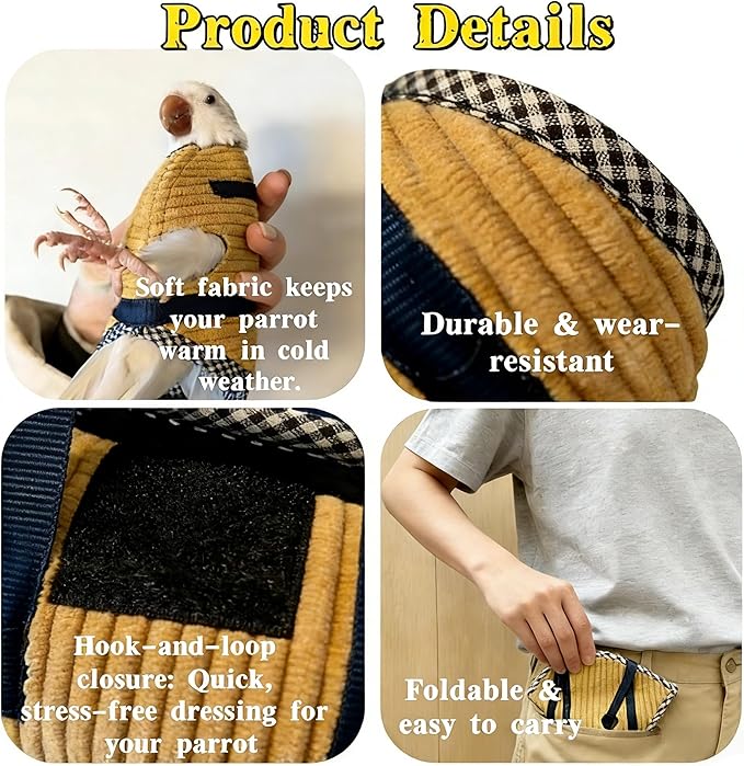 DRESSO Portable Bird Carrier Bag, Escape Resistant Parrot Carrier Bag Harness for Small Medium Parrots, Cockatiel,Green-cheeked Conure, Random Color