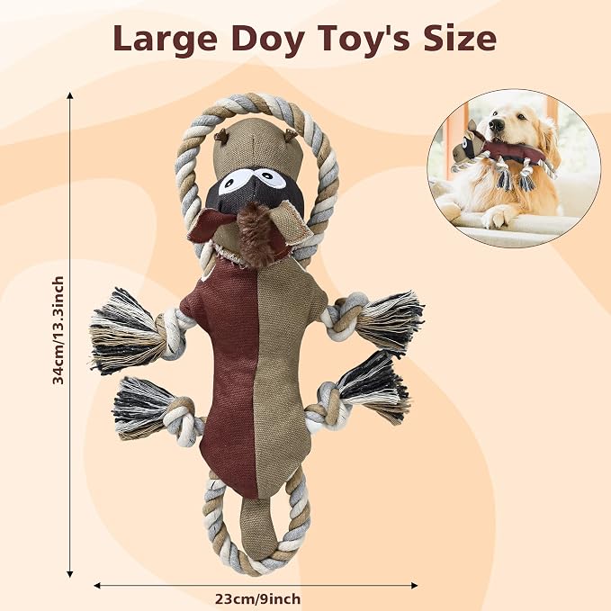 IOKHEIRA Dog Toys for Aggressive Chewers,Tough Indestructible Dog Toys,Squeaky Toys for Large Dogs,Durable Dog Chew Toys (Auburn)