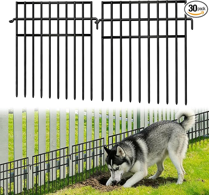 30 Panels Animal Barrier Fence, No Dig Fences, 13in(H) X 42.5ft(L) Garden Fence Animal Barrier for Rabbit and Dog Under Fencing Barrier, Rustproof Metal Fences Border for Outdoor, Yard, Patio