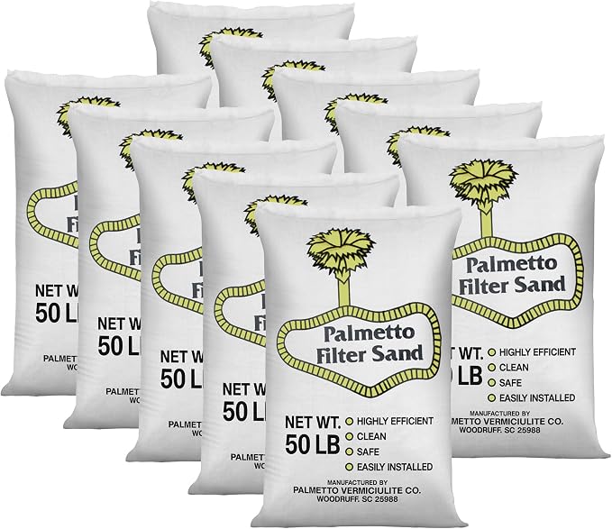 10 Pack Pool Filter Sand, Clean and Clear Water, Natural Sand for Residential and Commercial Pool Sand Filter Pumps, 50 Pound