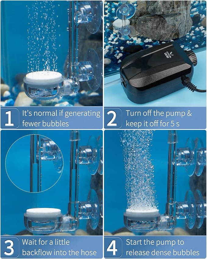 Pawfly Aquarium Air Stone Disc Tiny Micro Bubble Diffuser Release Tool Kit with Suction Cup Air Control Valve and Check Valve Accessories for Nano Air Pumps Small Buckets and Fish Tanks