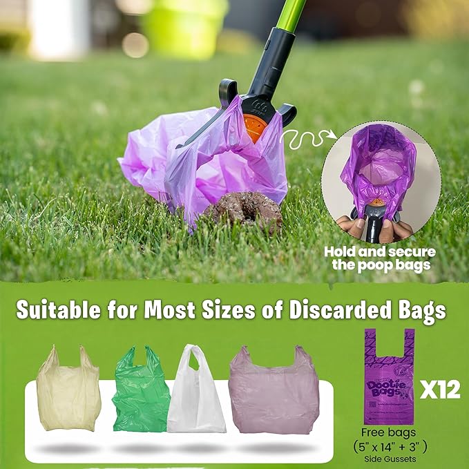 GoGo Stik, Catch-N-Go! Consumer Reports #1 Rated Ergonomic Scooper 2024,2026. Catch Poo on Walks. Alum Tele-Handle, Bag Pouch Dispenser, Wrist Strap. 10-Yr Wty.