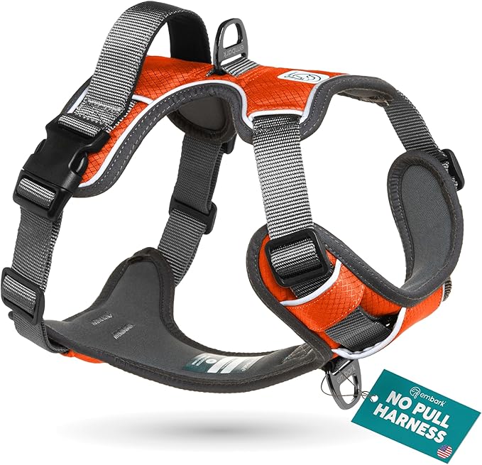 Embark Adventure No-Pull Dog Harness for Large Dogs – Reflective, Military-Grade Nylon, Front Clip Design, Gel-Lined Control Handle