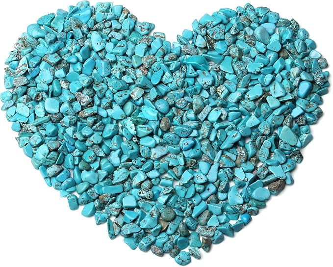 QINJIEJIE Turquoise Crystals Chips Natural Stone Gravel Bulk Crushed Rocks | 0.55Lbs Pieces Polished Quartz Stone Decorative Fish Tank Pebbles Vase Filler Irregular Shaped Tumbled Gemstone for Home