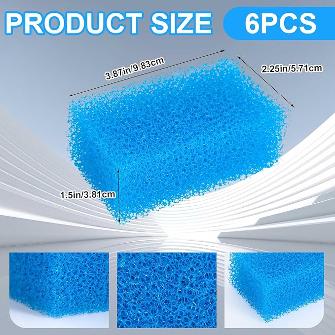 Threlaco 6 Pack Foam Filters Compatible with AquaClear 30 Power Filter, Aquarium Foam Insert, Replacement Sponge Pads for Use in Freshwater & Saltwater Aquarium