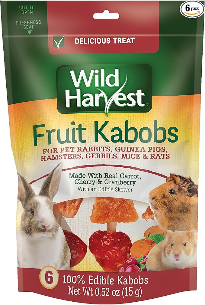 Wild Harvest Fruit Kabobs, 6 Count, for Pet Rabbits, Guinea Pigs, Hamsters, Gerbils, Mice and Rats